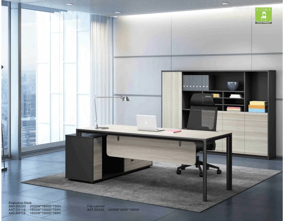 Bureau Manager /AATD0114 – MDF Aluminium Gris — Kioma, Kénitra