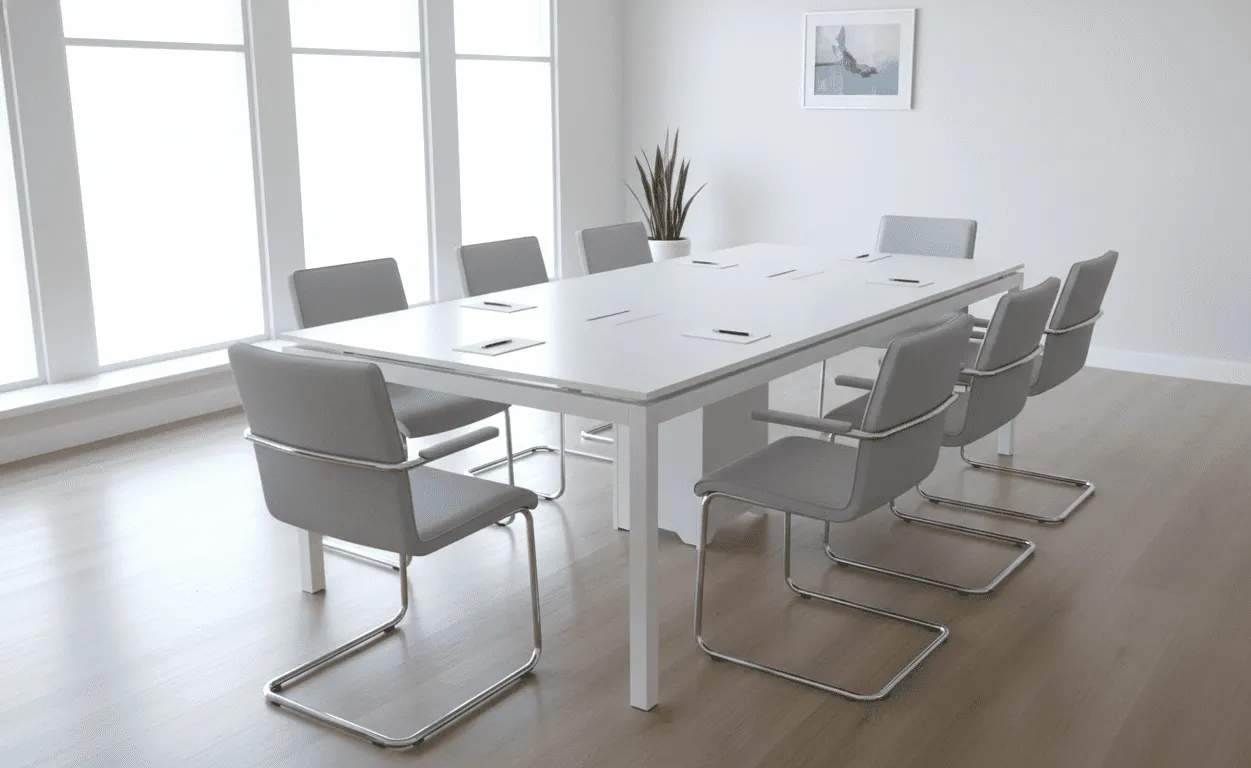 Table de Réunion /REUN220– MDF Blanc Épuré — Kioma, Kénitra
