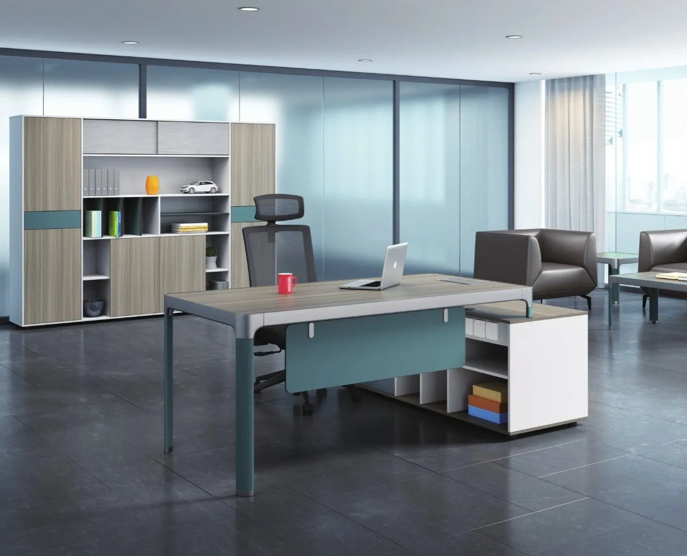 Bureau Manager /ALFD09201 – MDF Aluminium — Kioma, Kénitra