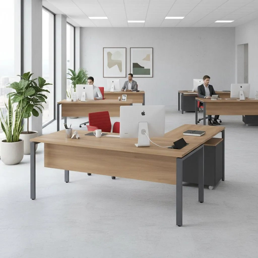 Bureau Responsable /BUR160R-MG – Mélaminé Metal Gris — Kioma, Kénitra