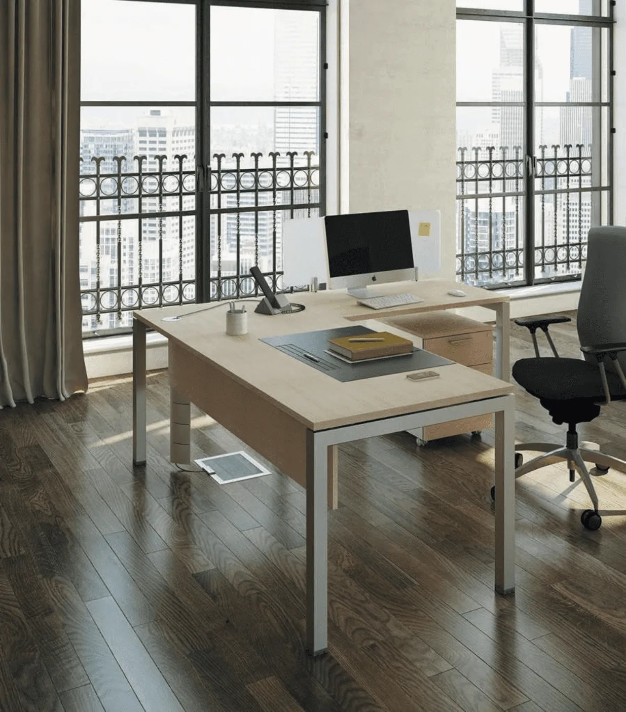 Bureau Responsable /BUR160R-MG – Mélaminé Metal Gris 33 — Kioma